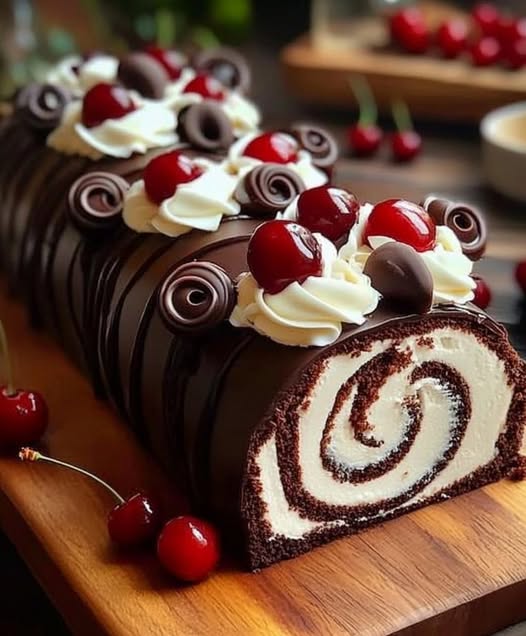 Elegante Torta Roll della Foresta Nera
