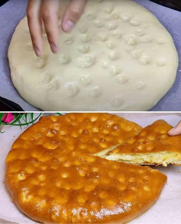 Deliziosa torta di patate fresca decorata con erbe aromatiche