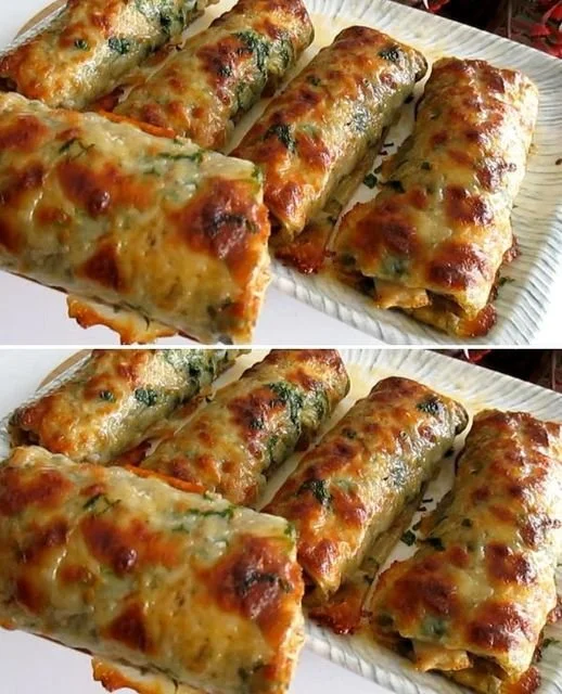 Rotoli di Patate e Pollo con Formaggio Cheddar appena sfornati