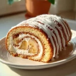 Rotolo di Banana decorato con crema e fette di banana