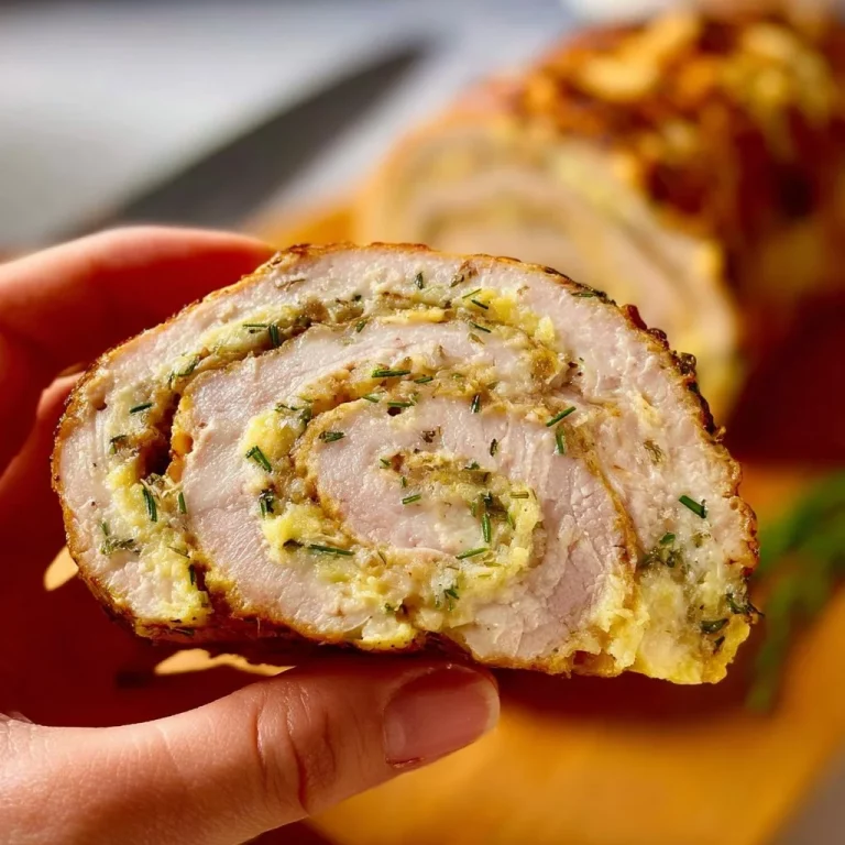 Roulade pollo e formaggio pronta da servire, un piatto gustoso e semplice da preparare.