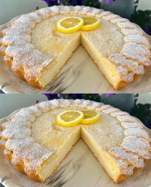 Fetta di Torta di Limone su un piatto con decorazioni di limone