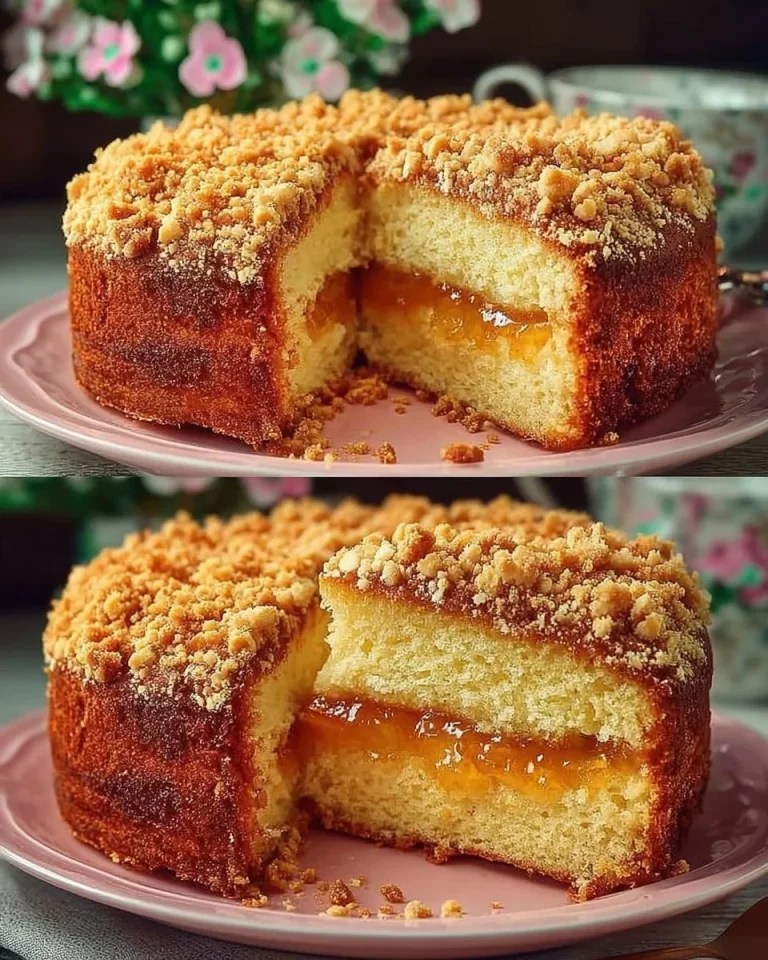Torta di marmellata di albicocca appena sfornata e decorata