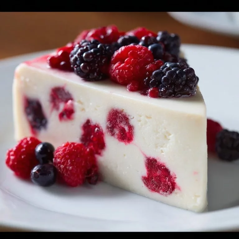 Torta di panna acida con frutti di bosco pronta per essere servita