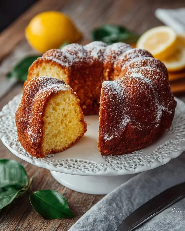 Torta di ricotta al limone decorata con fettine di limone e menta fresca.