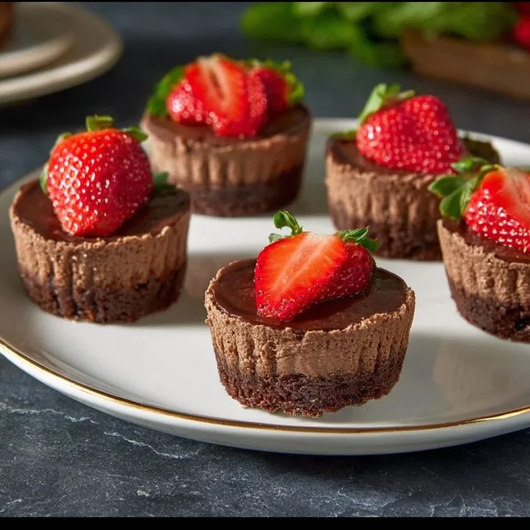 Torta mini di cioccolato con fragole fresche e decorazione elegante