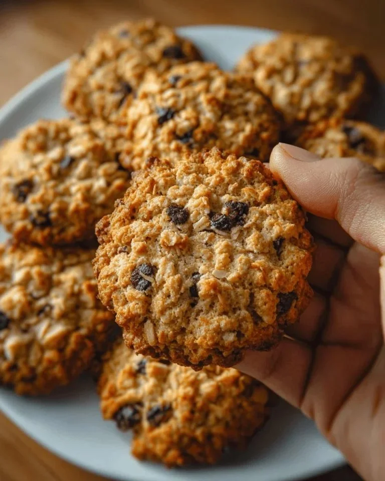 Biscotti di Ceci e Avena freschi su un tavolo di legno.