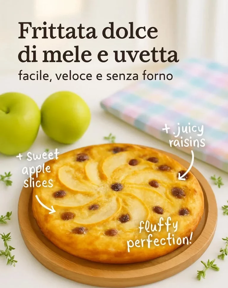 Frittata dolce di mele e uvetta, un dessert facile e gustoso.