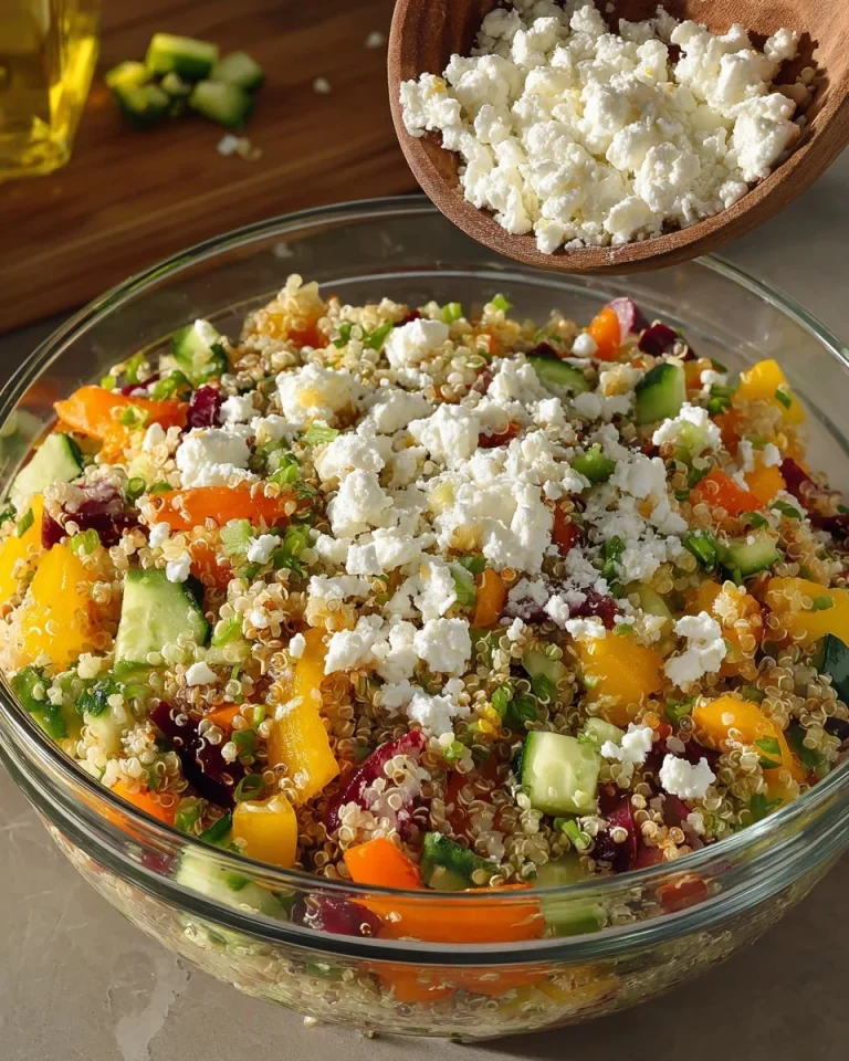 Insalata di quinoa colorata con verdure fresche e condimenti salutari