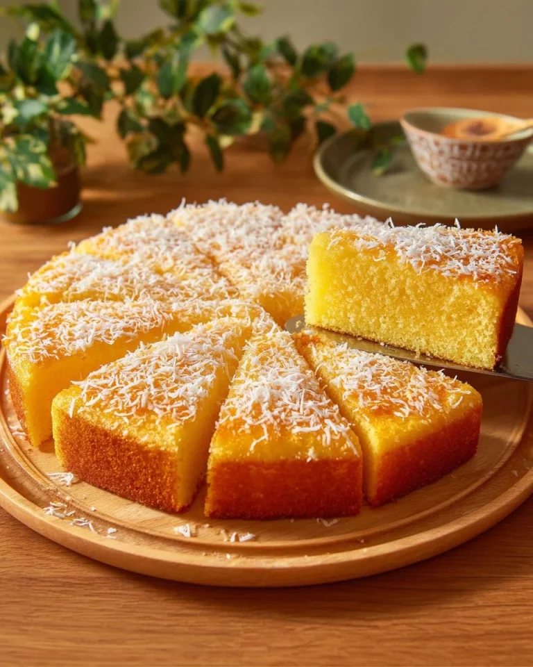 Torta modellata con marmellata e cocco pronta da servire