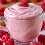 Mousse di lampone cremosa decorata con frutti freschi