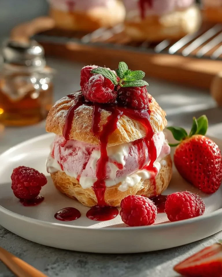 Profiteroles alle fragole decorati e pronti da servire