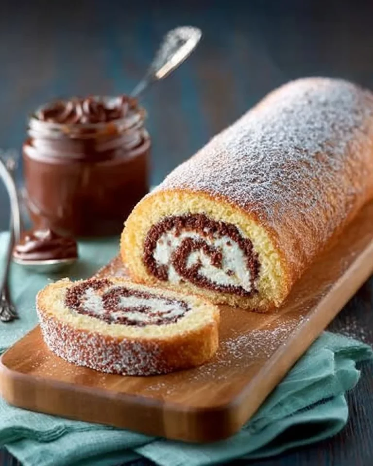 Rotolo alla Nutella farcito e decorato, un dolce goloso e semplice da preparare.