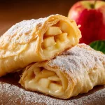 Strudel di Mela Semplice appena sfornato con mele fresche e pasta dorata