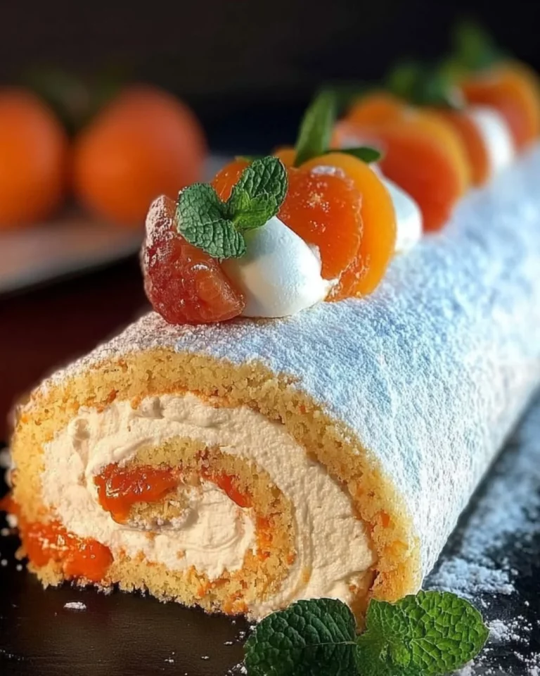 Biscotto arrotolato con albicocche e crema chantilly al miele