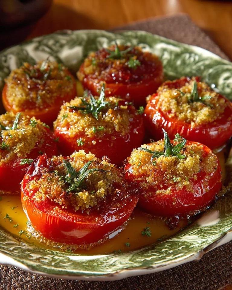 Pomodori al Forno con Pangrattato, un delizioso contorno italiano.