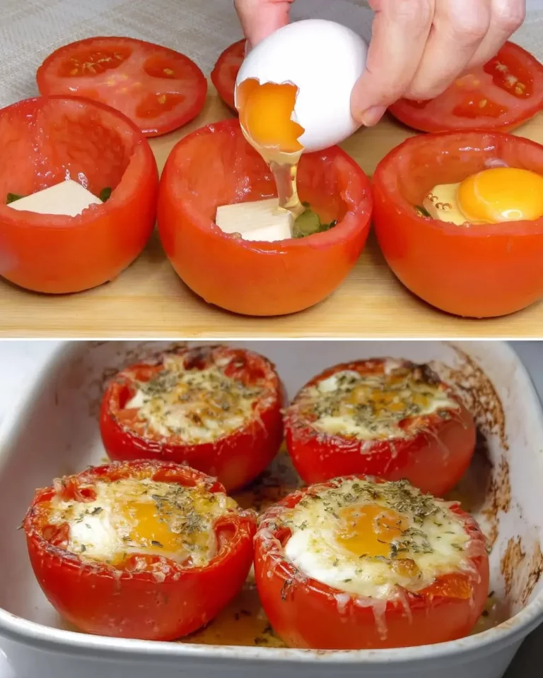 Pomodori ripieni di uova pronti da servire