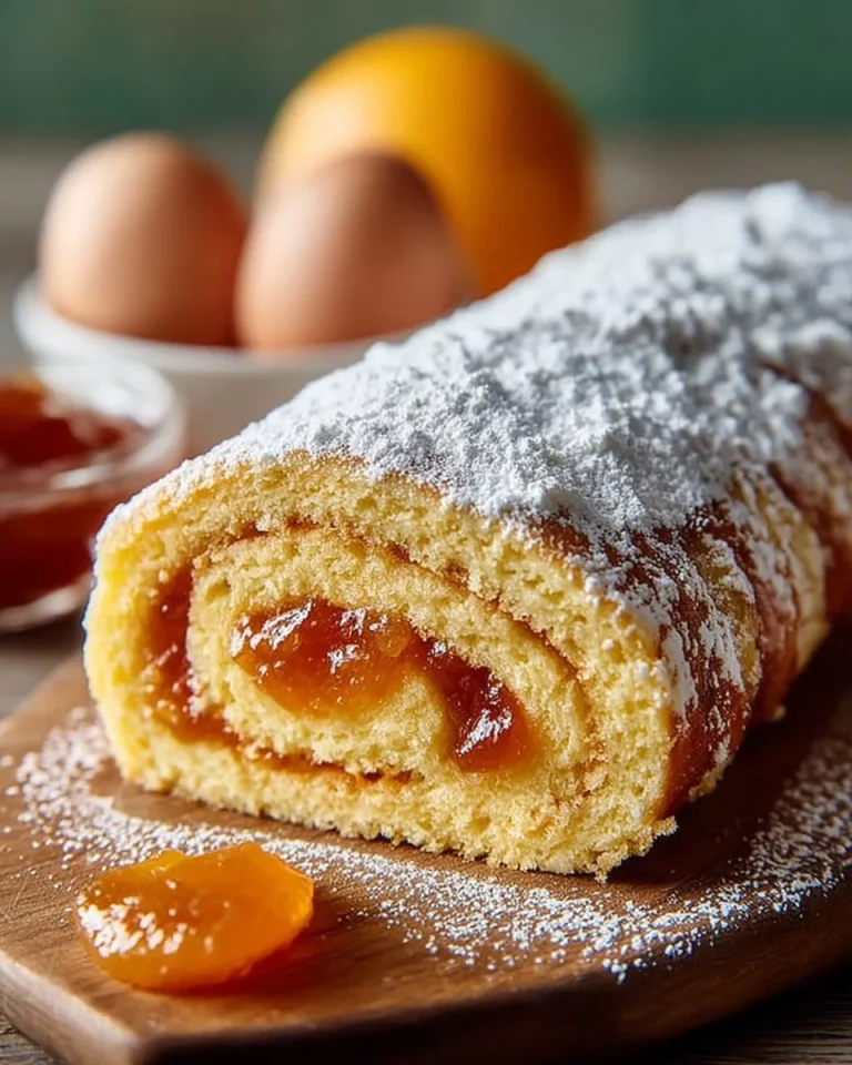 Soffice rotolo alle albicocche appena sfornato