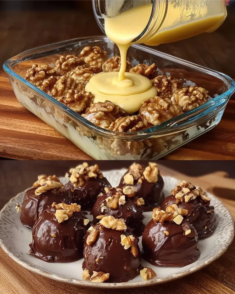 Dolci palline di noci e cioccolato su un piatto decorativo