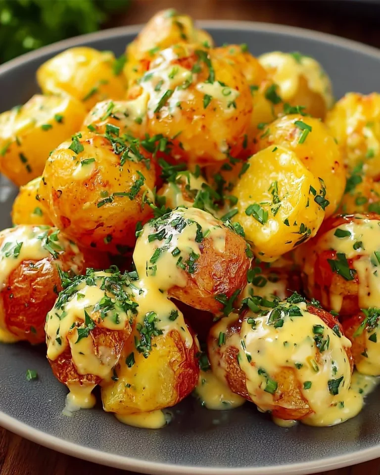 Patate croccanti al formaggio e aglio su piatto