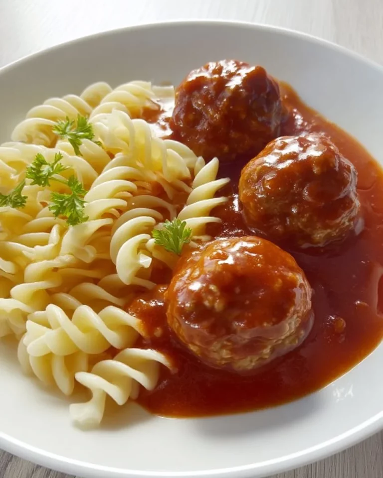 Polpette in salsa di pomodoro servite in un piatto decorativo