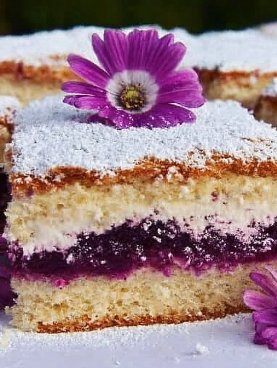 Cheesecake con marmellata di mirtilli decorato con frutti di bosco freschi.