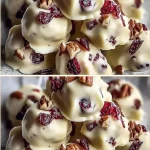 Cluster di cioccolato bianco con ribes rossi e noci pecan