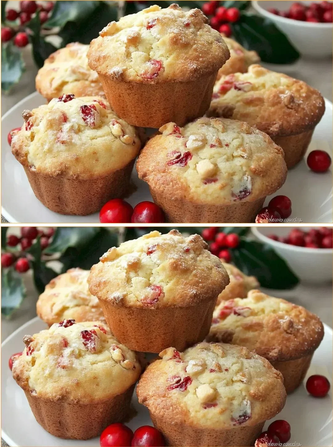 Muffin di mirtilli rossi e cioccolato bianco freschi