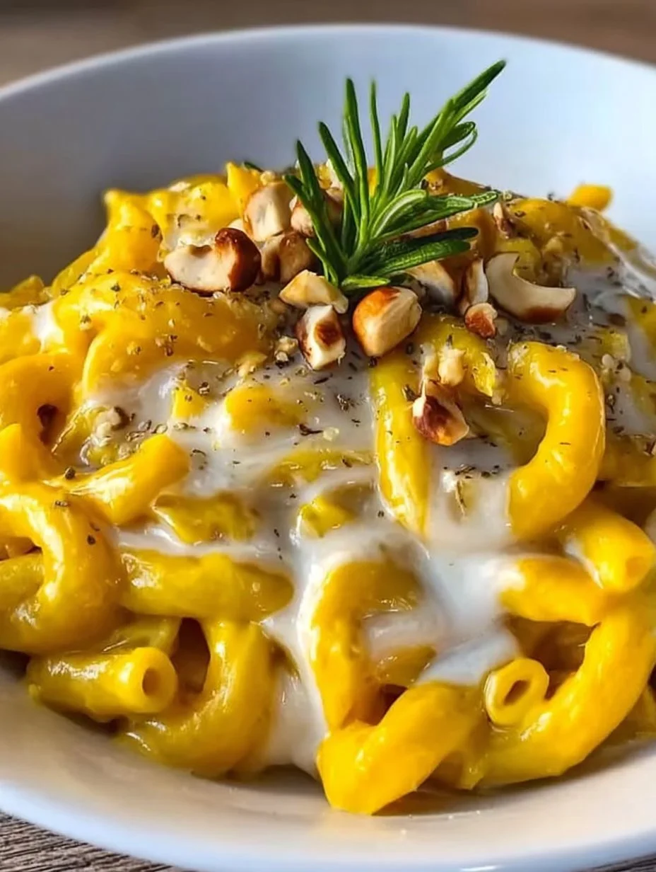 Pasta con crema di zucca, gorgonzola e nocciole tostate