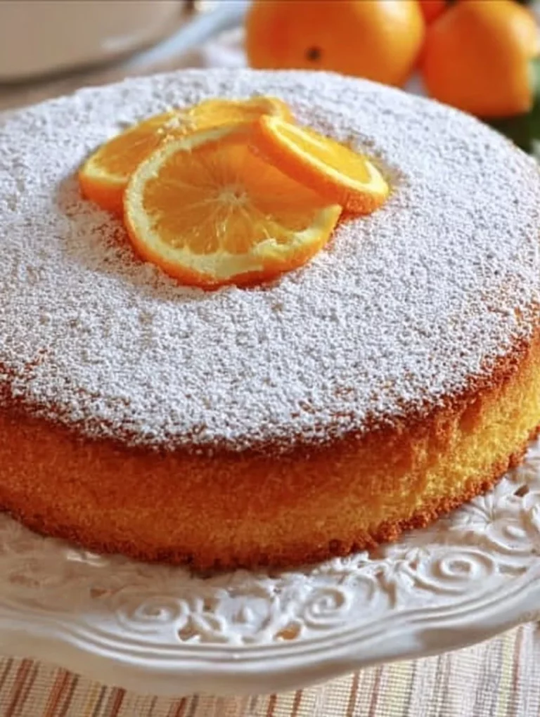 Torta all'Arancia fresca e profumata su un tavolo rustico