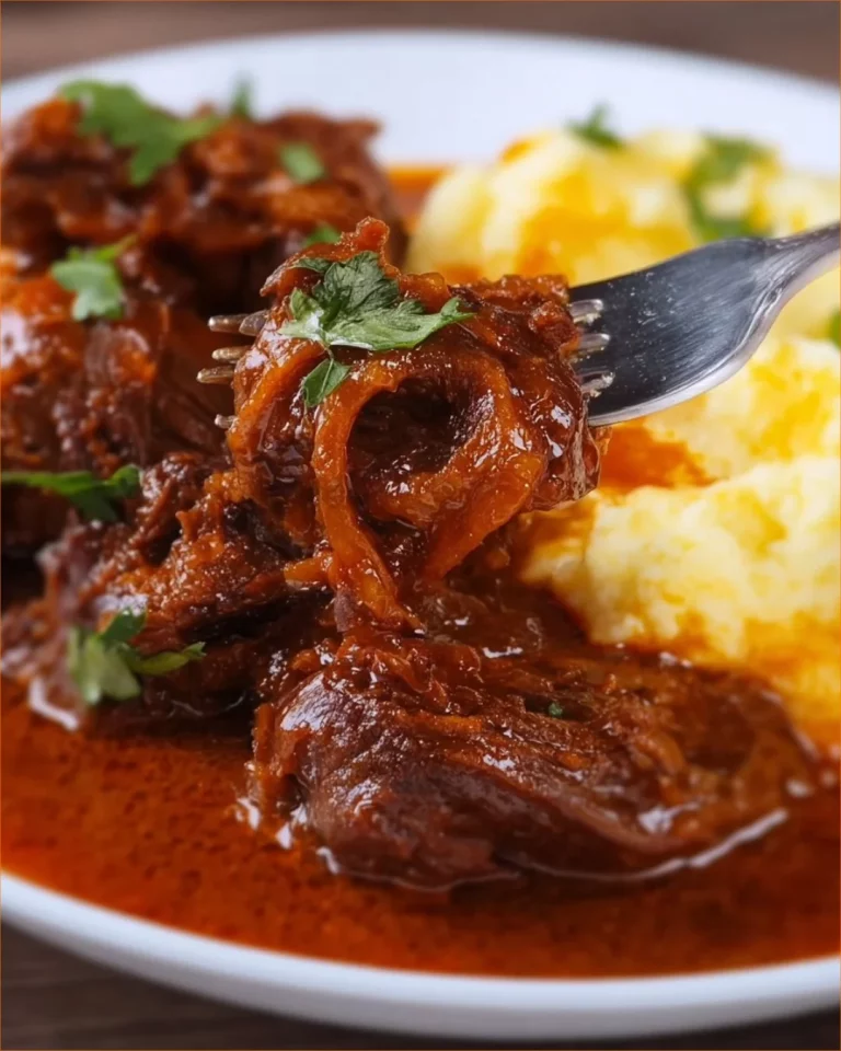 Goulash tradizionale servito in una ciotola con pane fresco
