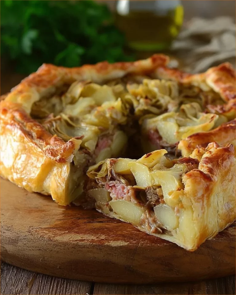 Torta Salata di Carciofi e Patate appena sfornata