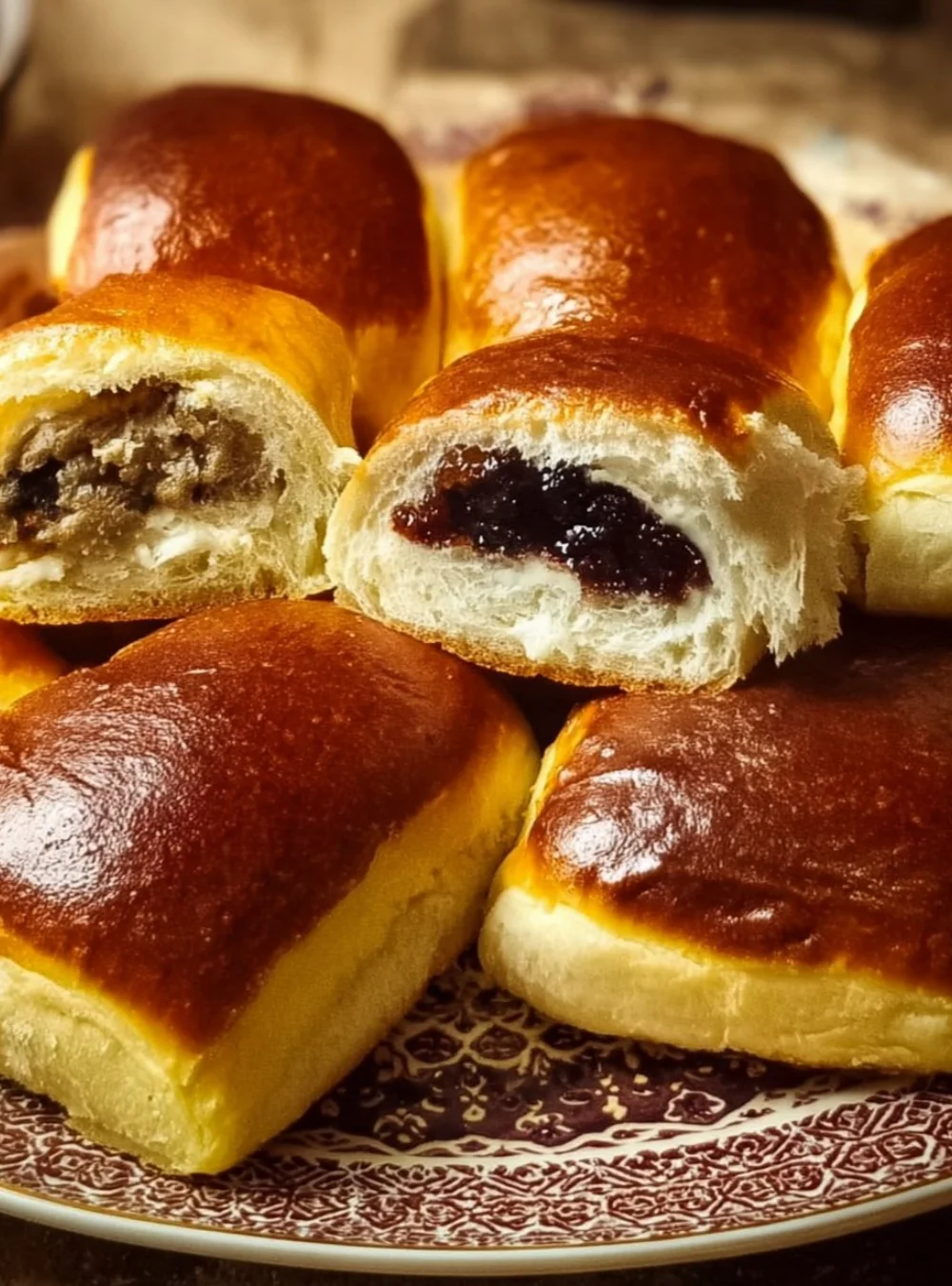 Brioche con tre ripieni differenti, foto di un dolce delizioso e invitante