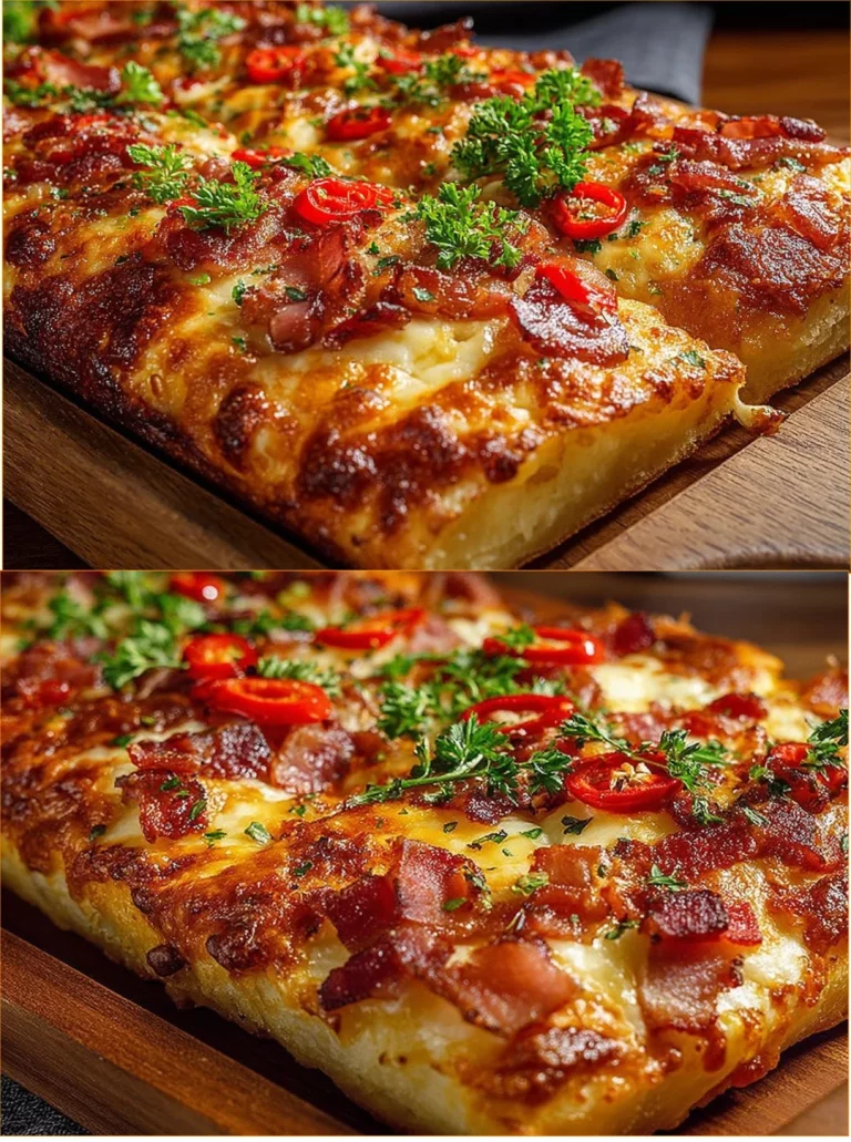 Focaccia in stile pizza con salsa di pomodoro e formaggio fuso