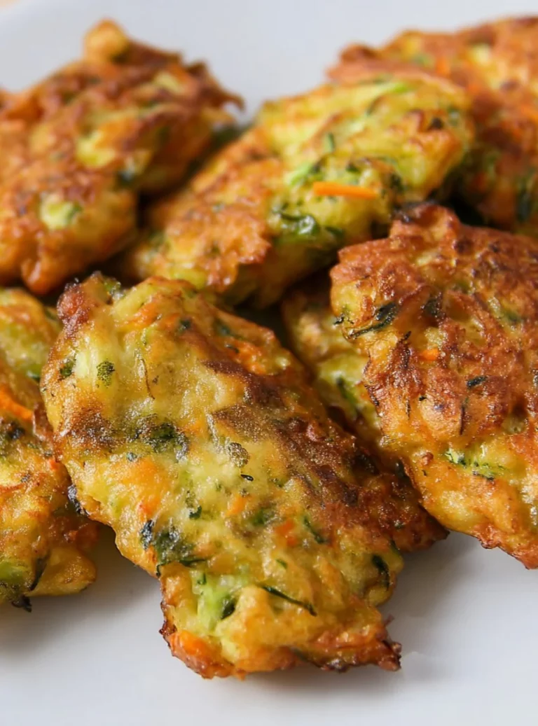 Frittelle di zucchini senza uova, croccanti e saporite, pronte da gustare.