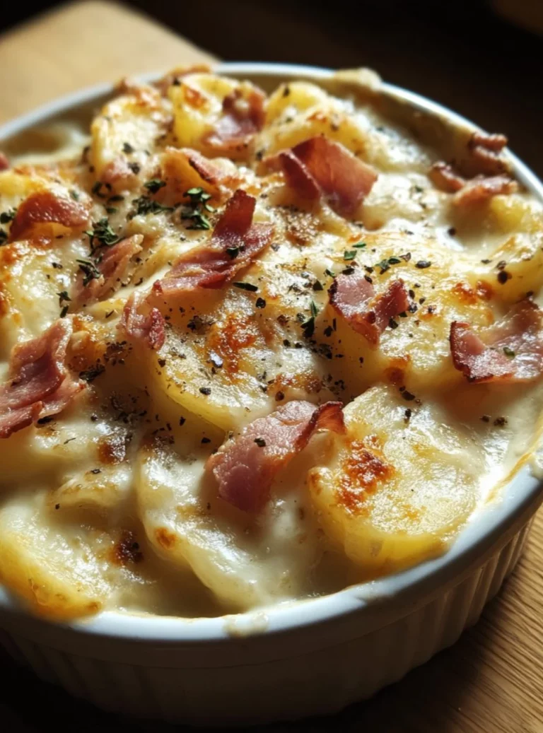 Patate alla Carbonara pronte da servire in un piatto tradizionale.