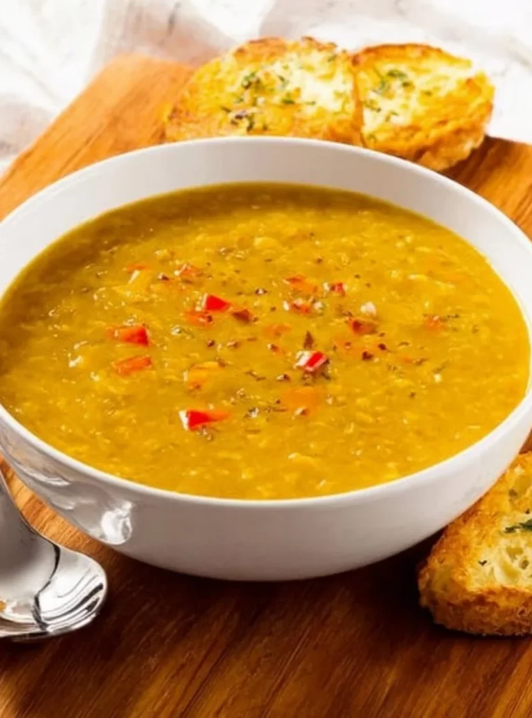 Zuppa di Lenticchie e Patate servita in una ciotola con pane croccante