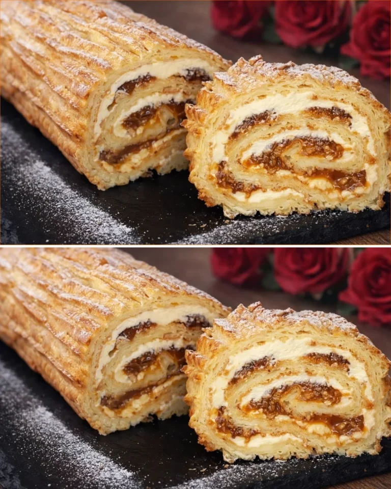 Dolce con crema alla vaniglia e noci caramellate, ricetta gustosa e semplice.