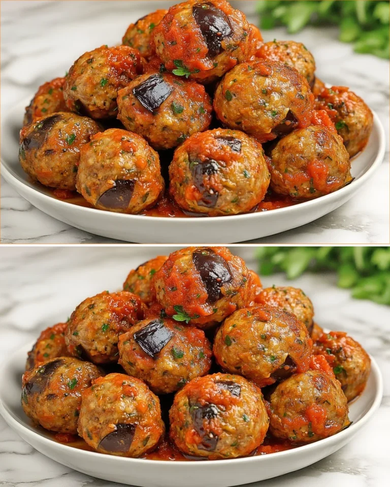 Polpette di melanzane succulente e appettitose servite su un piatto.