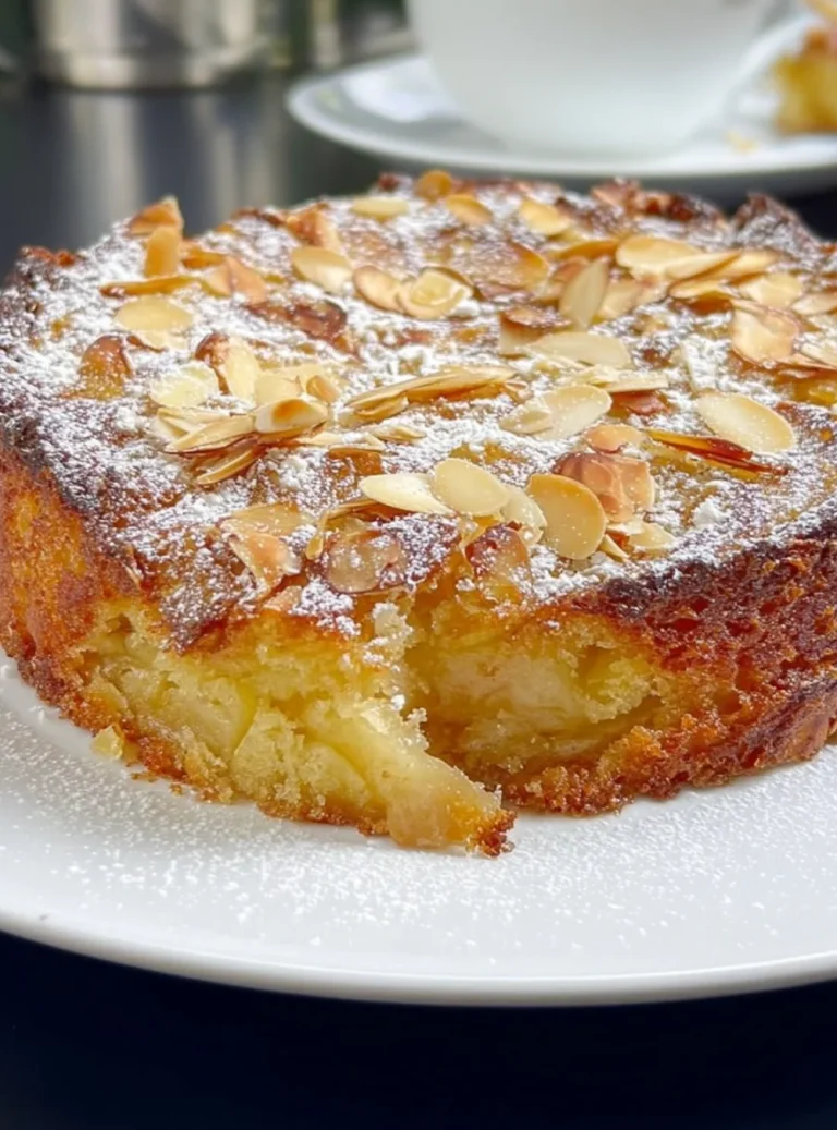Fetta di torta di mele servita su un piatto bianco con mela fresca.