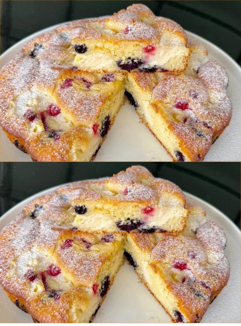 Torta di Ricotta decorata con frutta fresca e zucchero a velo