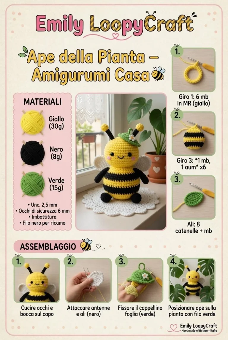Ape del Bosco Amigurumi Primavera colorato e fatto a mano
