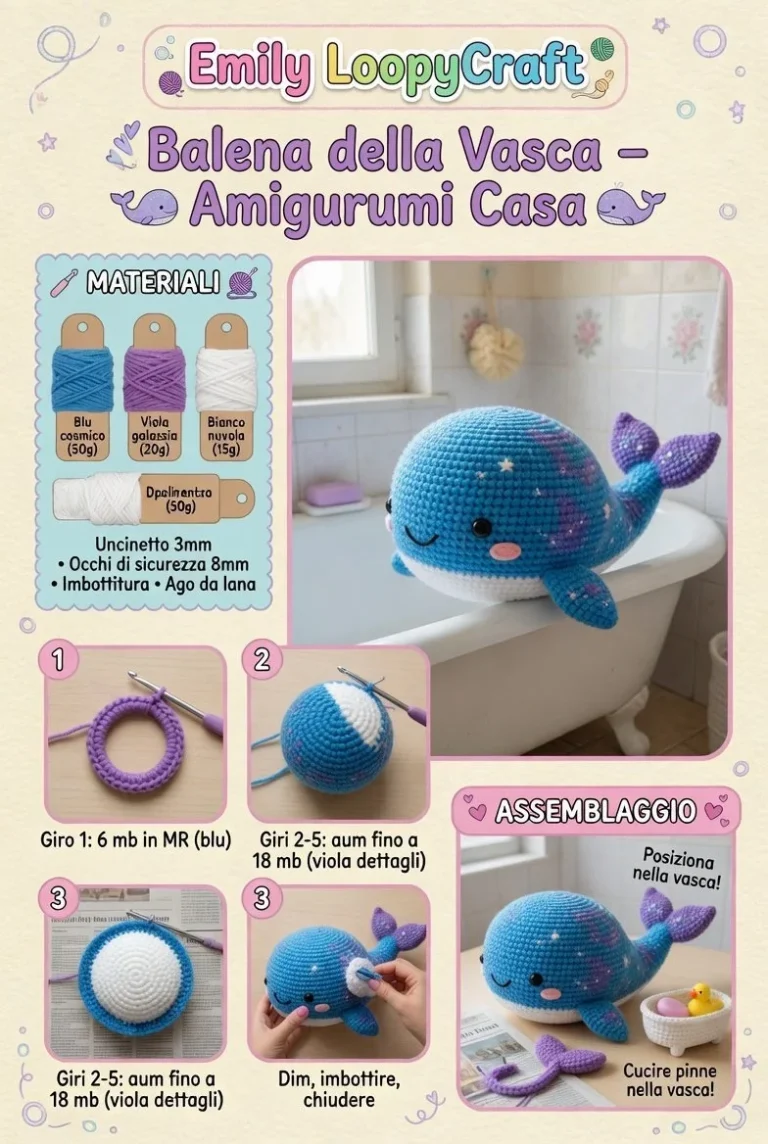 Amigurumi Balena Cosmica extra celestiale handmade colorato