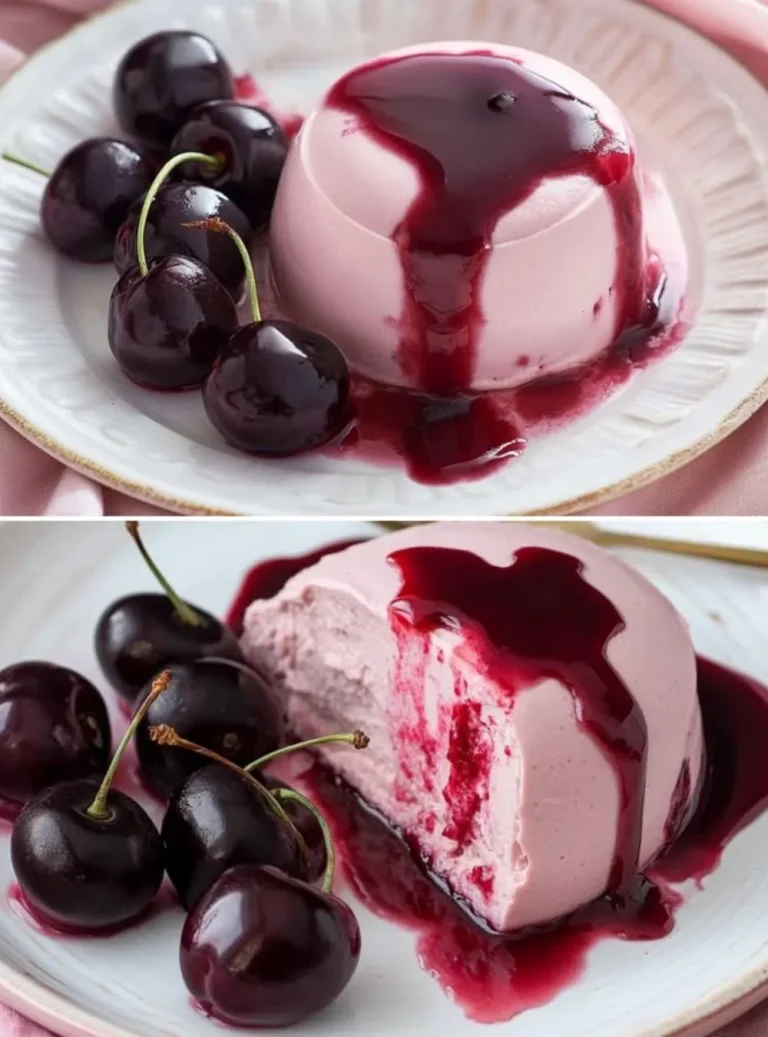 Bavarese alle Ciliegie, un dessert cremoso e goloso con ciliegie fresche.