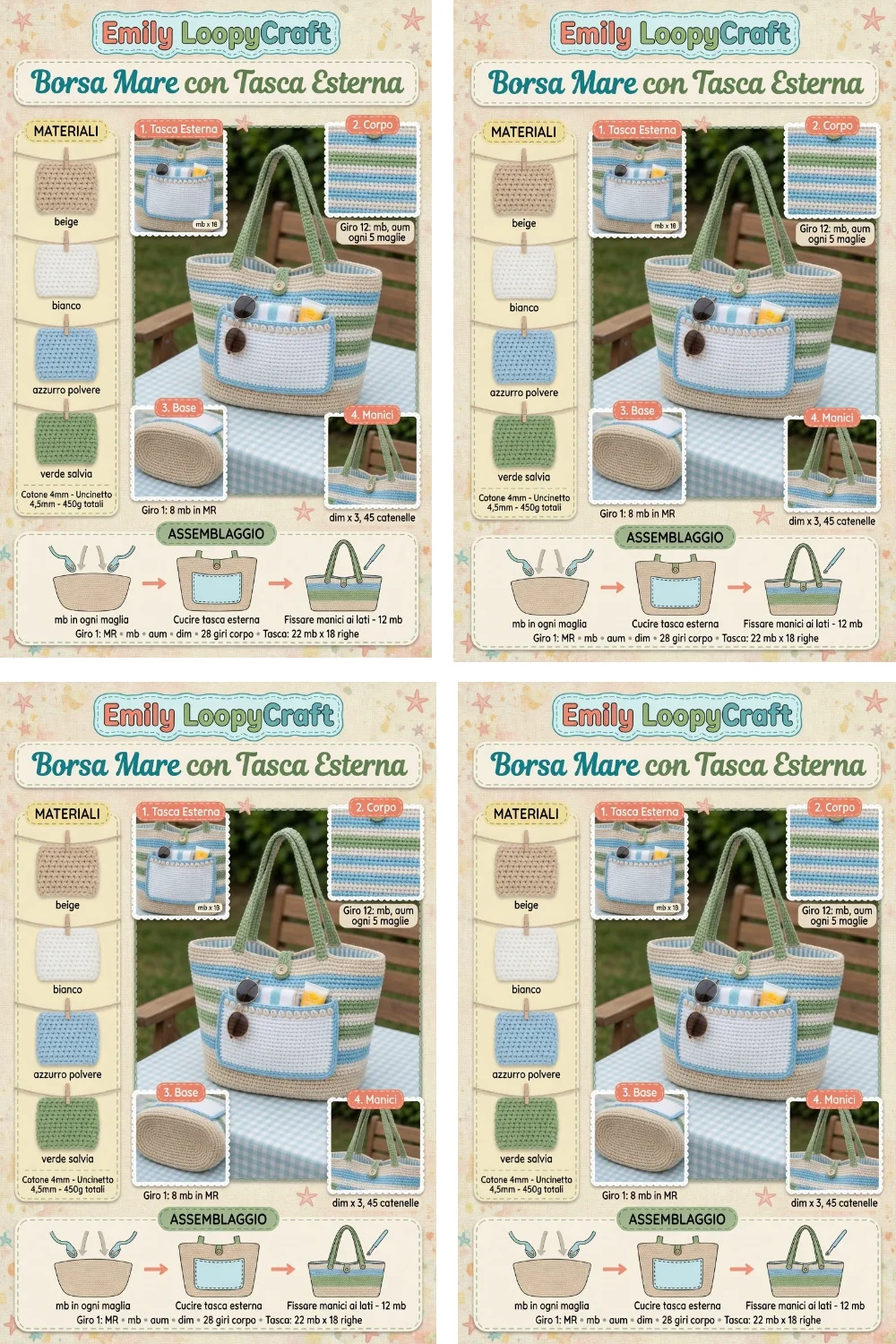 Borsa da Mare all’Uncinetto con Tasca Esterna