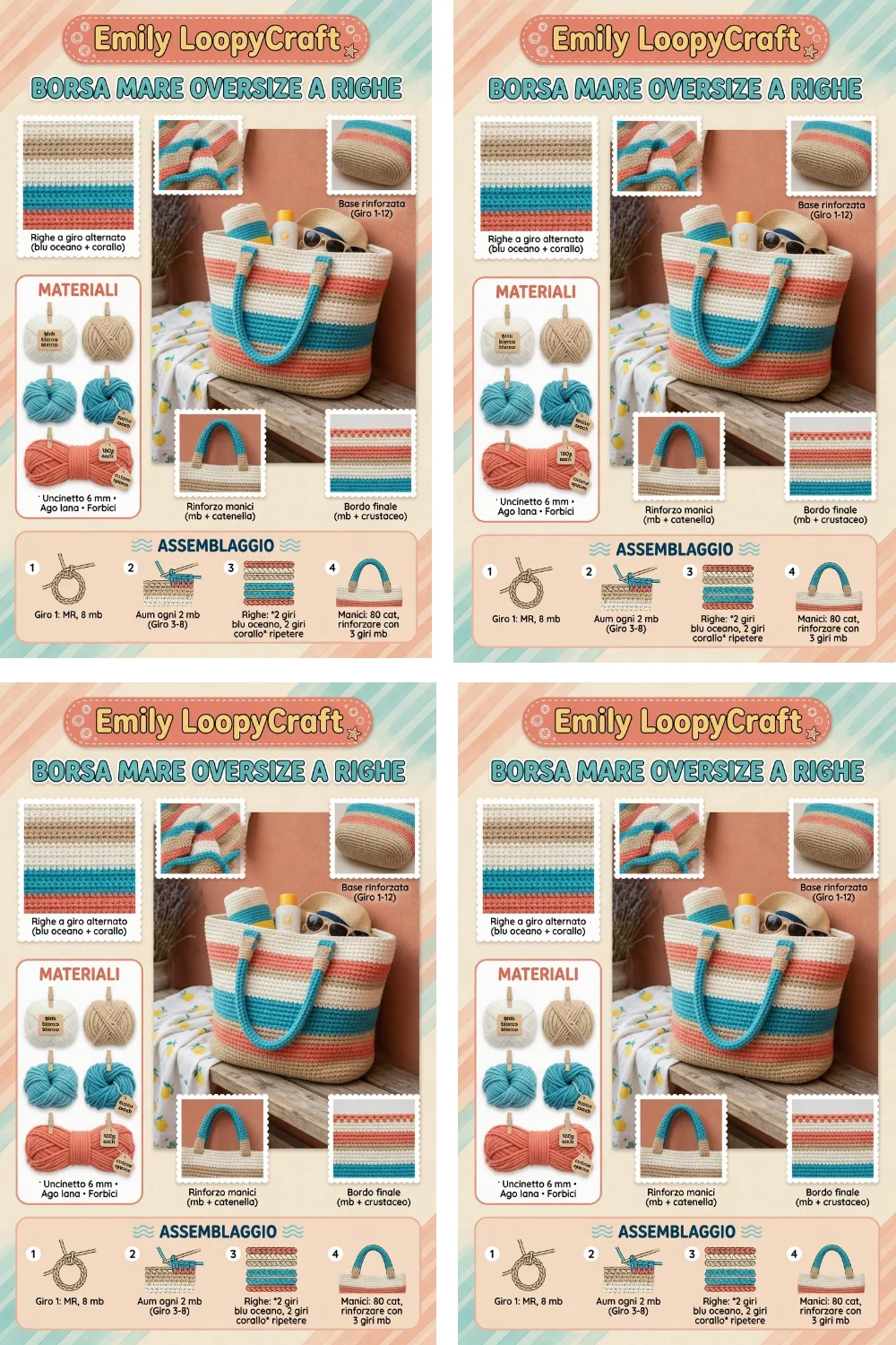Borsa Mare Oversize a Righe all’Uncinetto: guida passo-passo per realizzarla