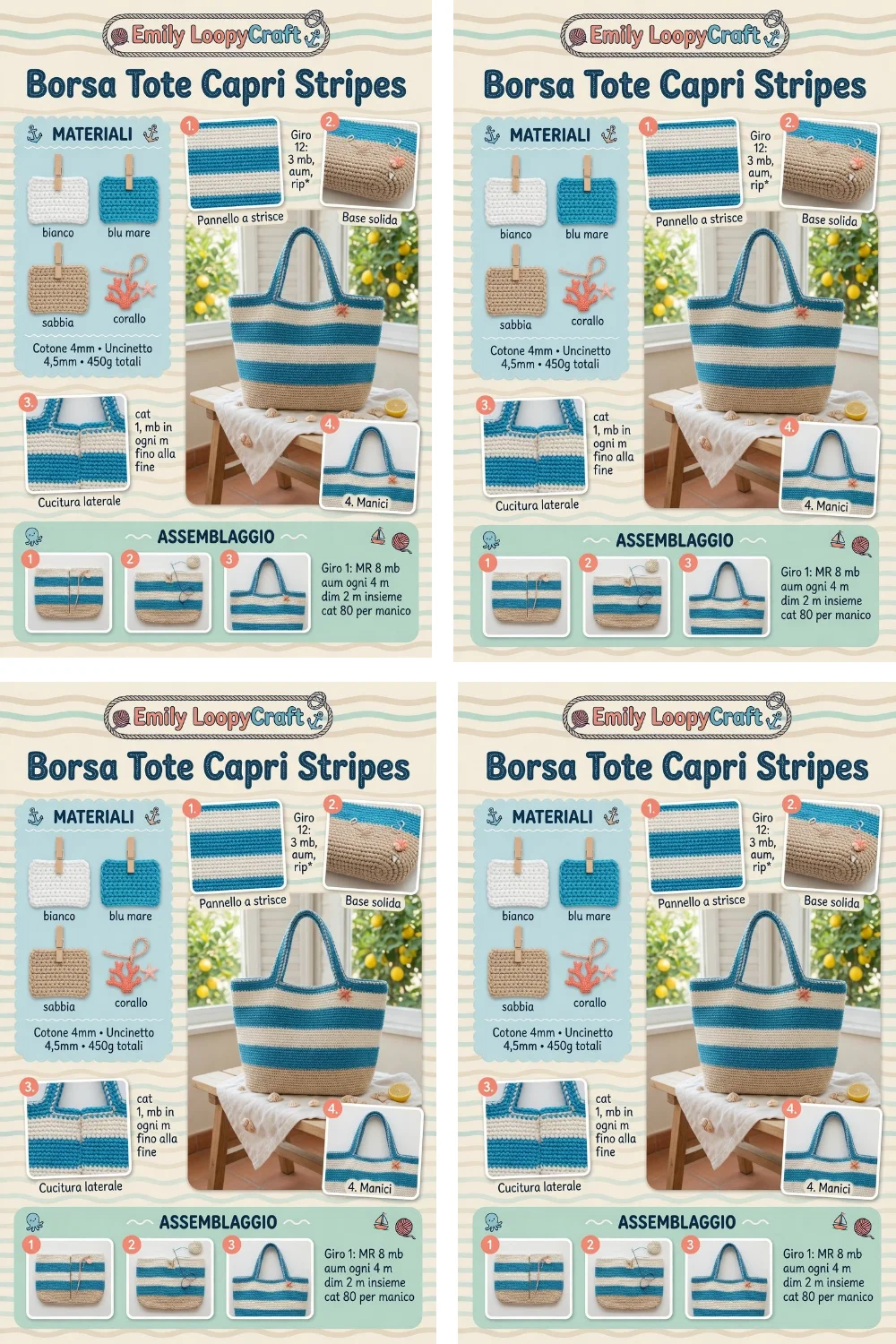 Borsa Tote Capri a righe all’uncinetto: guida pratica per realizzarla