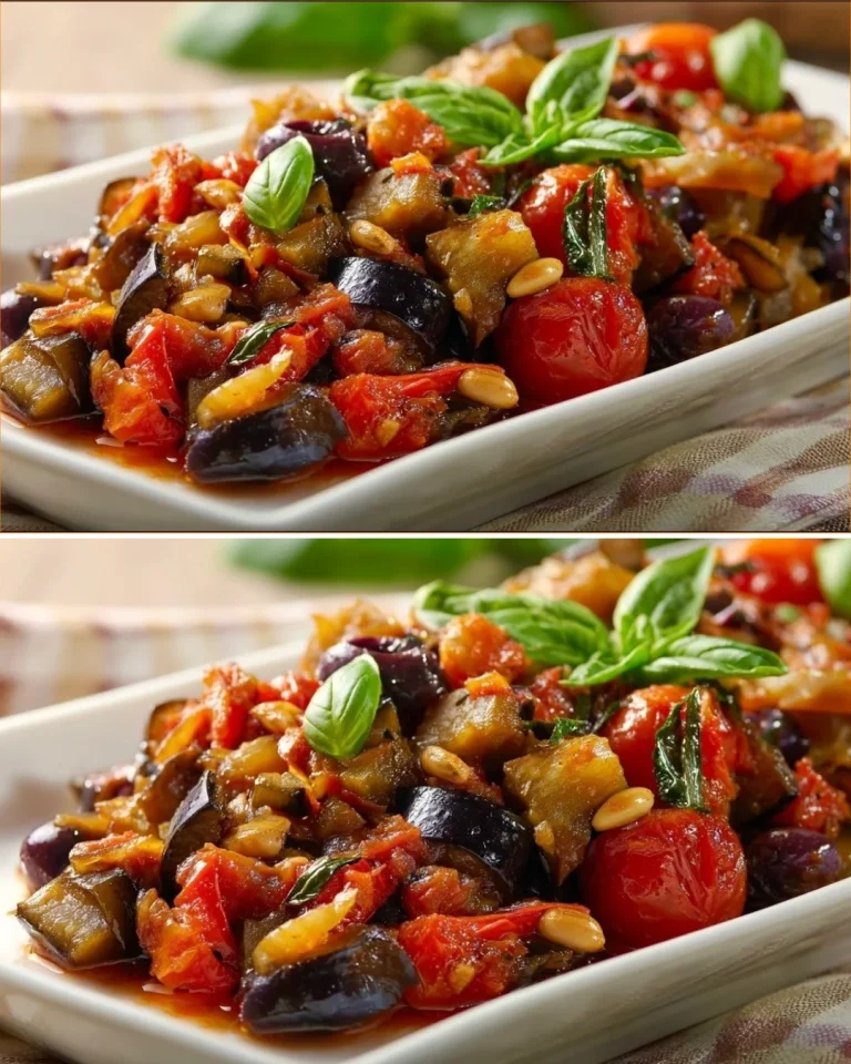 Caponata vegetariana con melanzane, un piatto facile e gustoso.