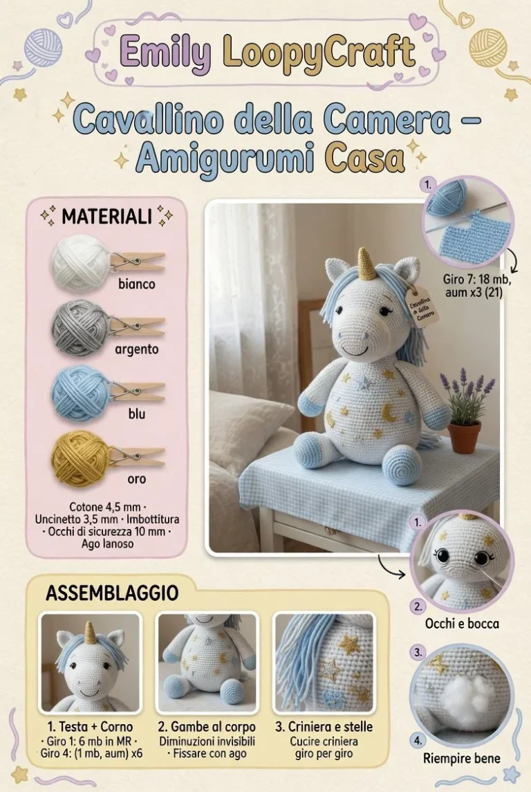 Cavallino Stellato amigurumi extra celestiale colorato e unico