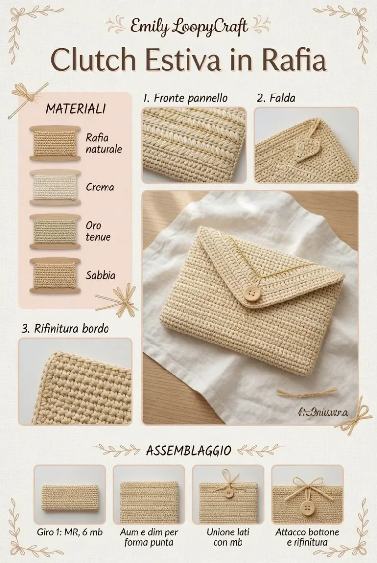 Clutch Estiva in Rafia all’Uncinetto: borsa estiva chic e alla moda